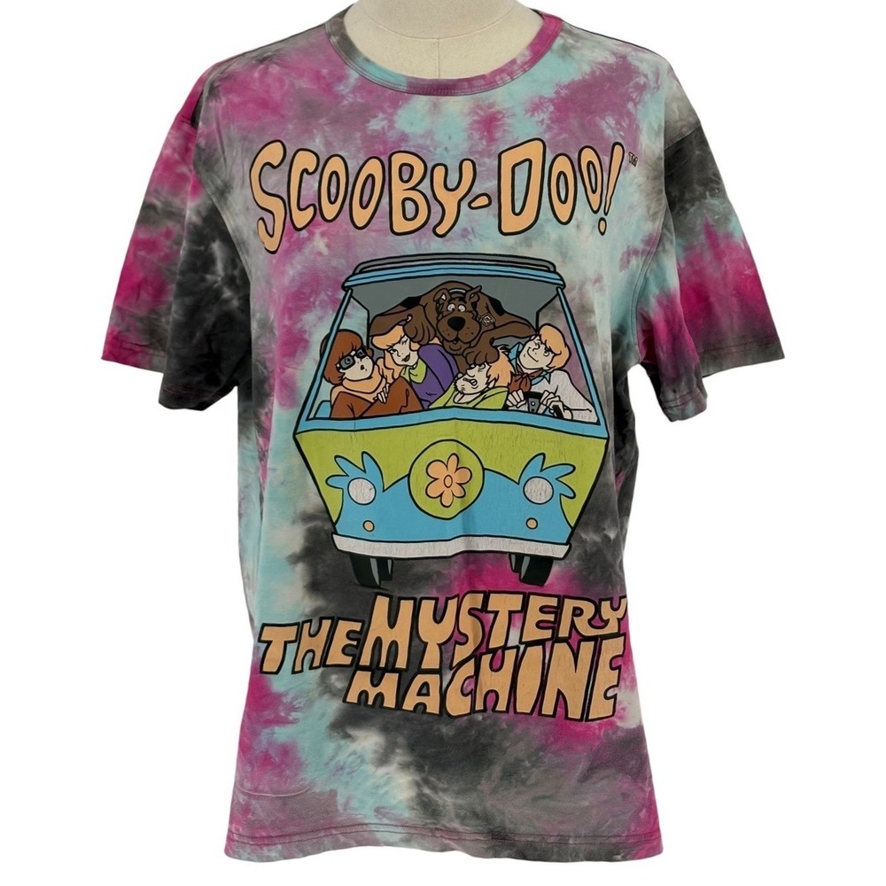 Scooby-Doo T-Shirt Multi-Color Tie Dye Mystery Machine Graphic 100% Cotton L